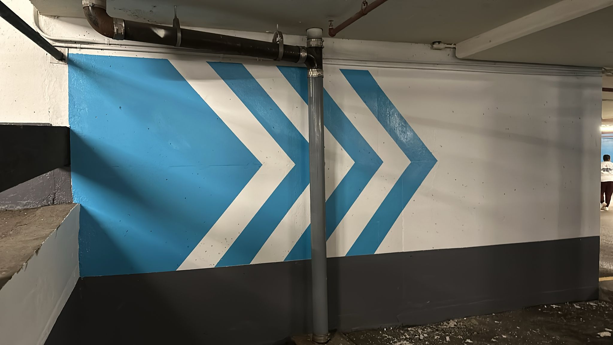 Finished epoxy coating and safety markings