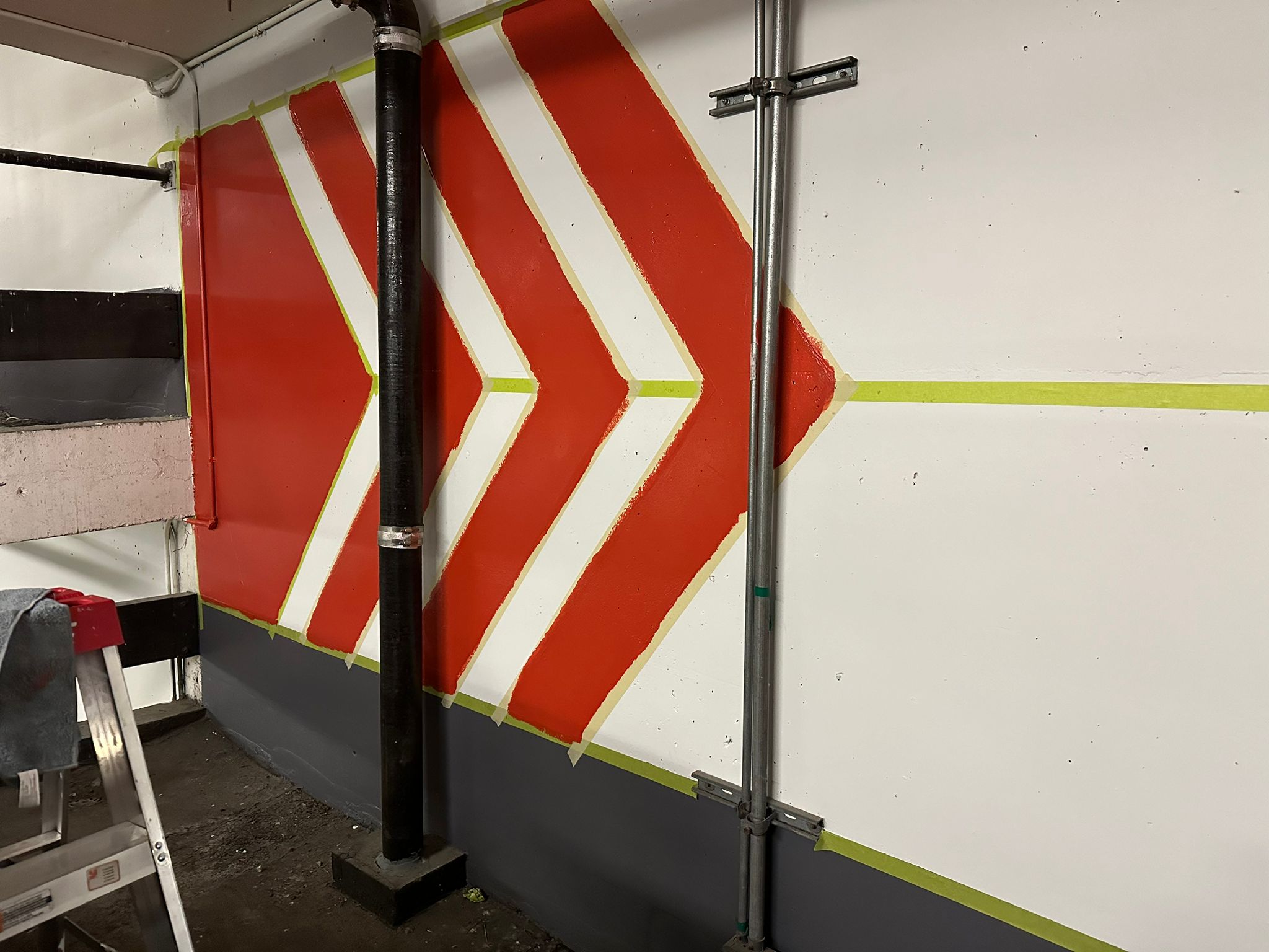 Surface preparation and painting in progress